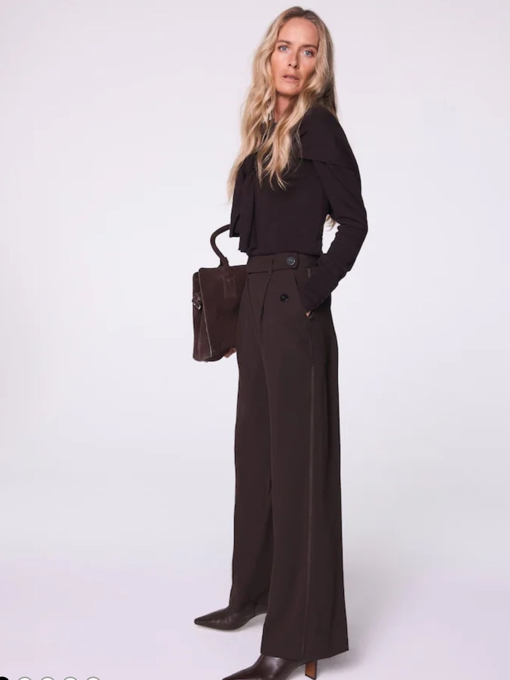 Mint Velvet Brown Tailored Wide Leg Pants NWT